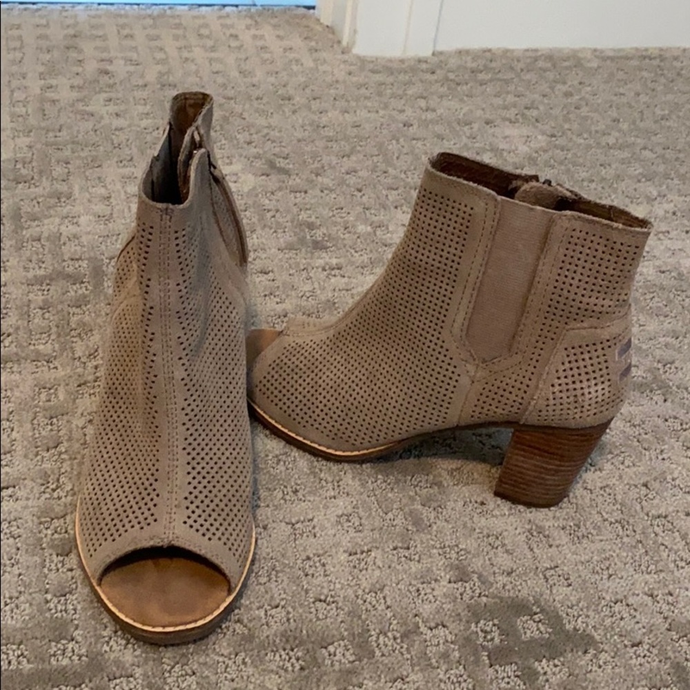 TOMS peep toe heeled booties